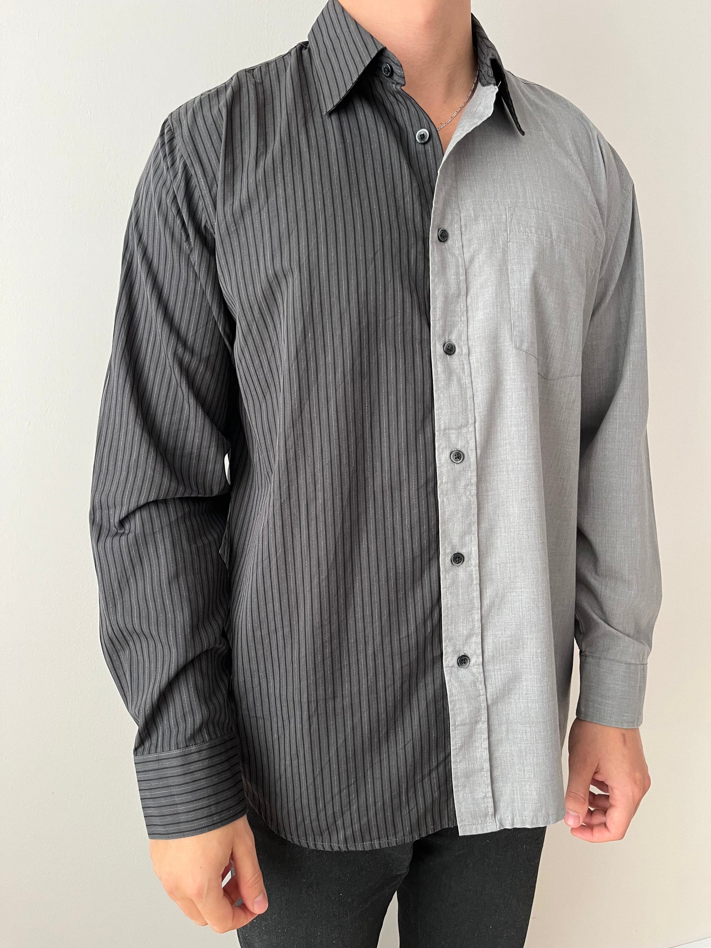 Dark Grey Striped Shirt