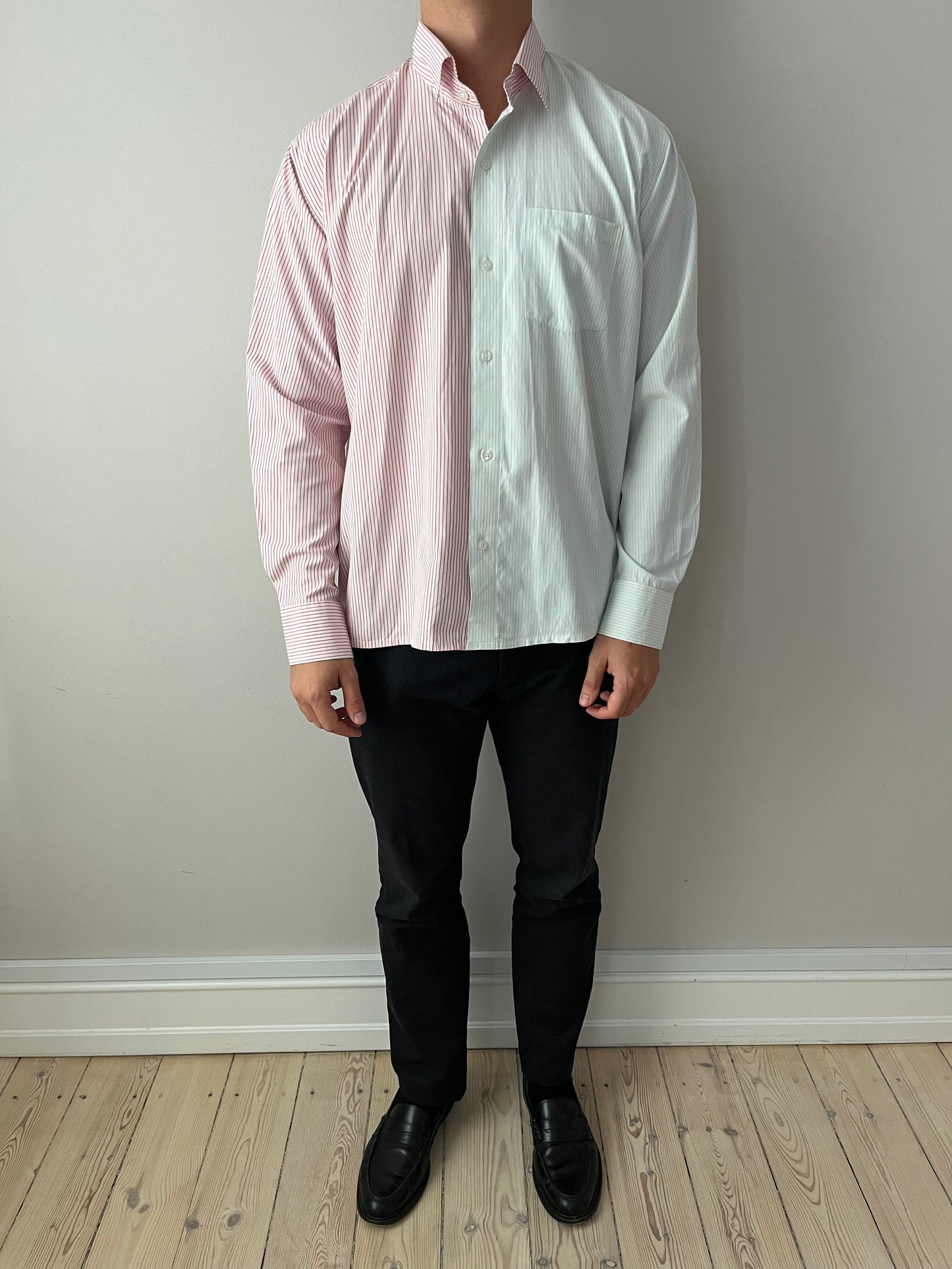Green & Pink Striped Shirt