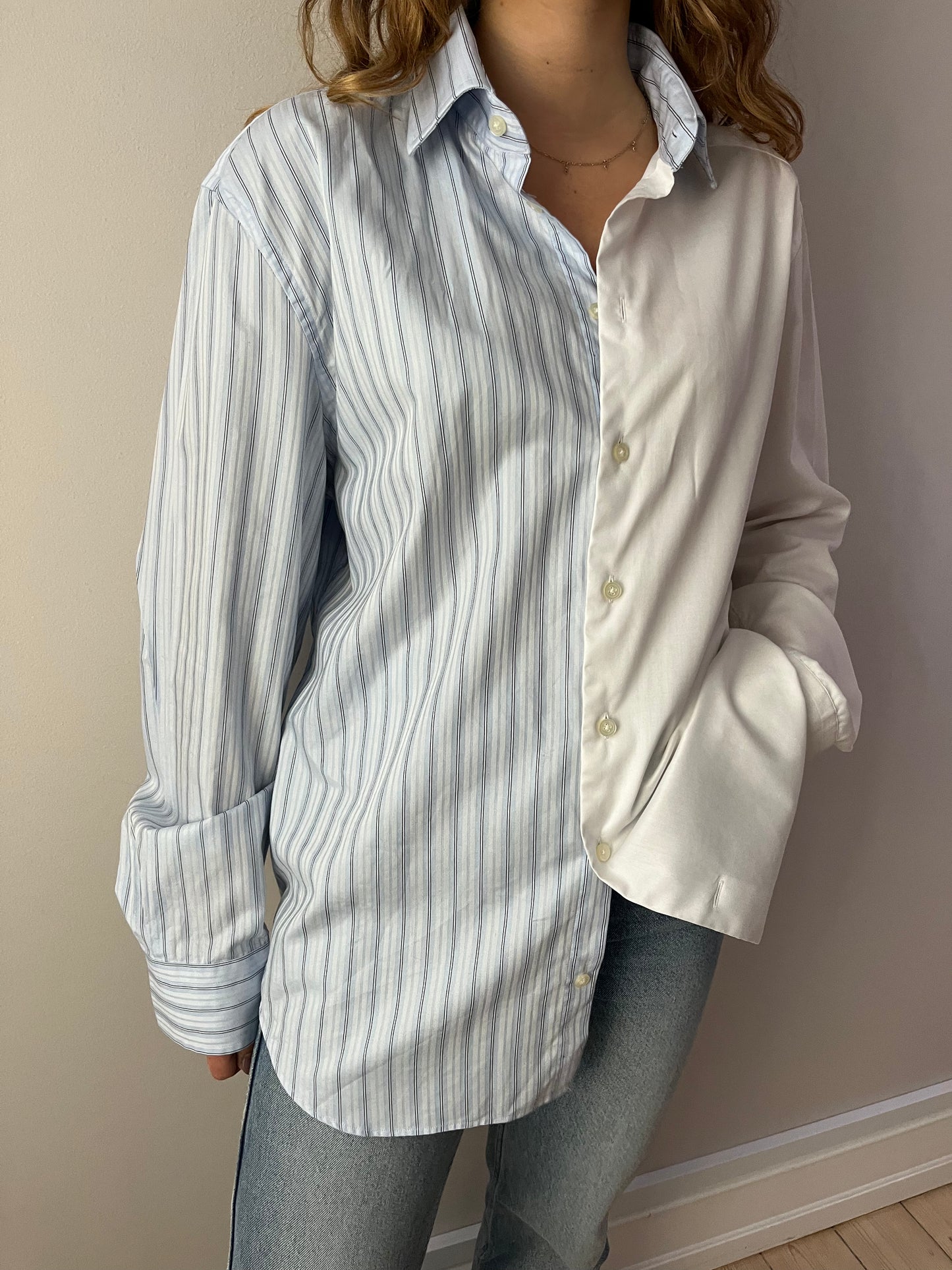 White & Blue Striped Shirt