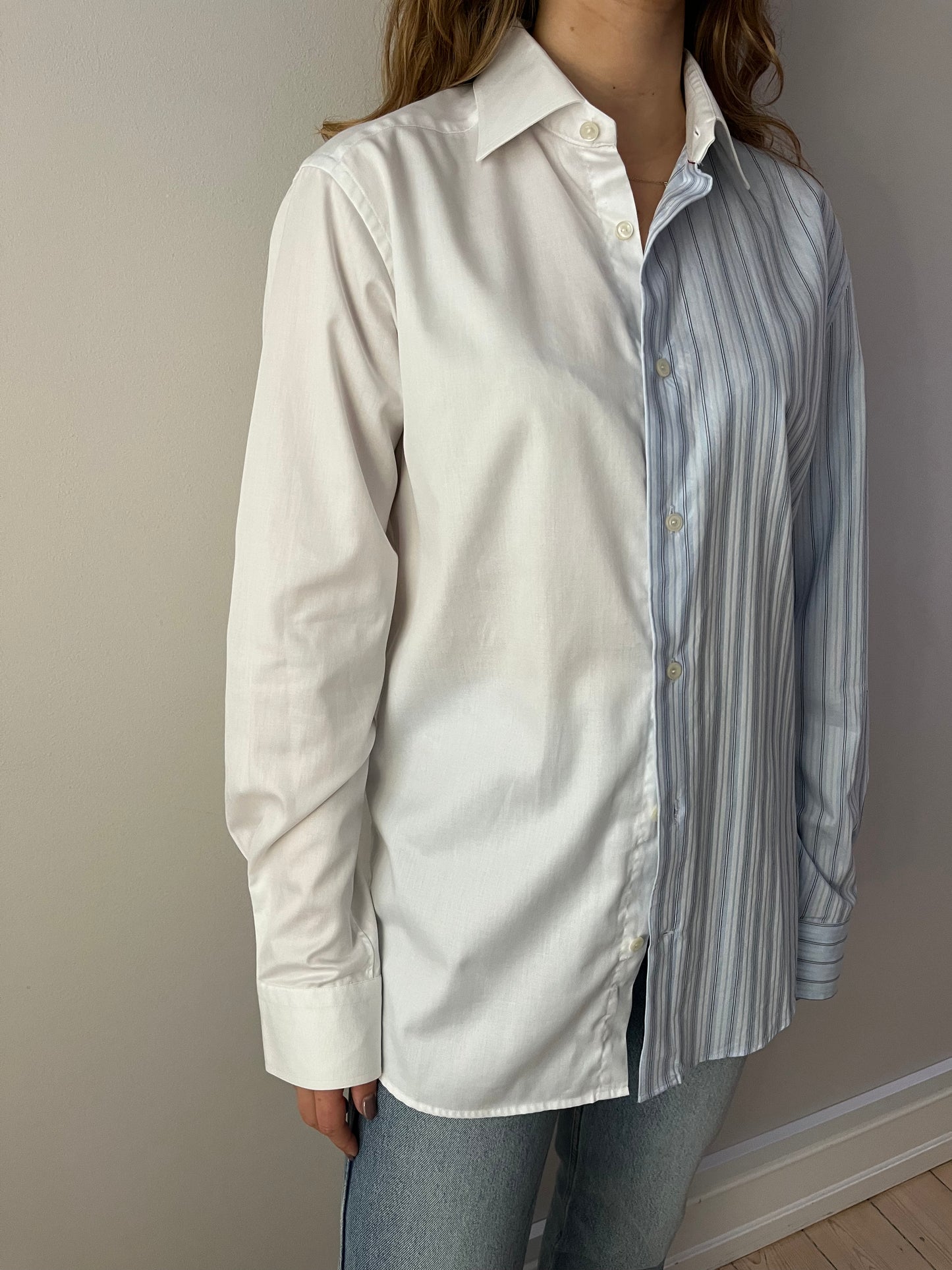 White & Blue Striped Shirt