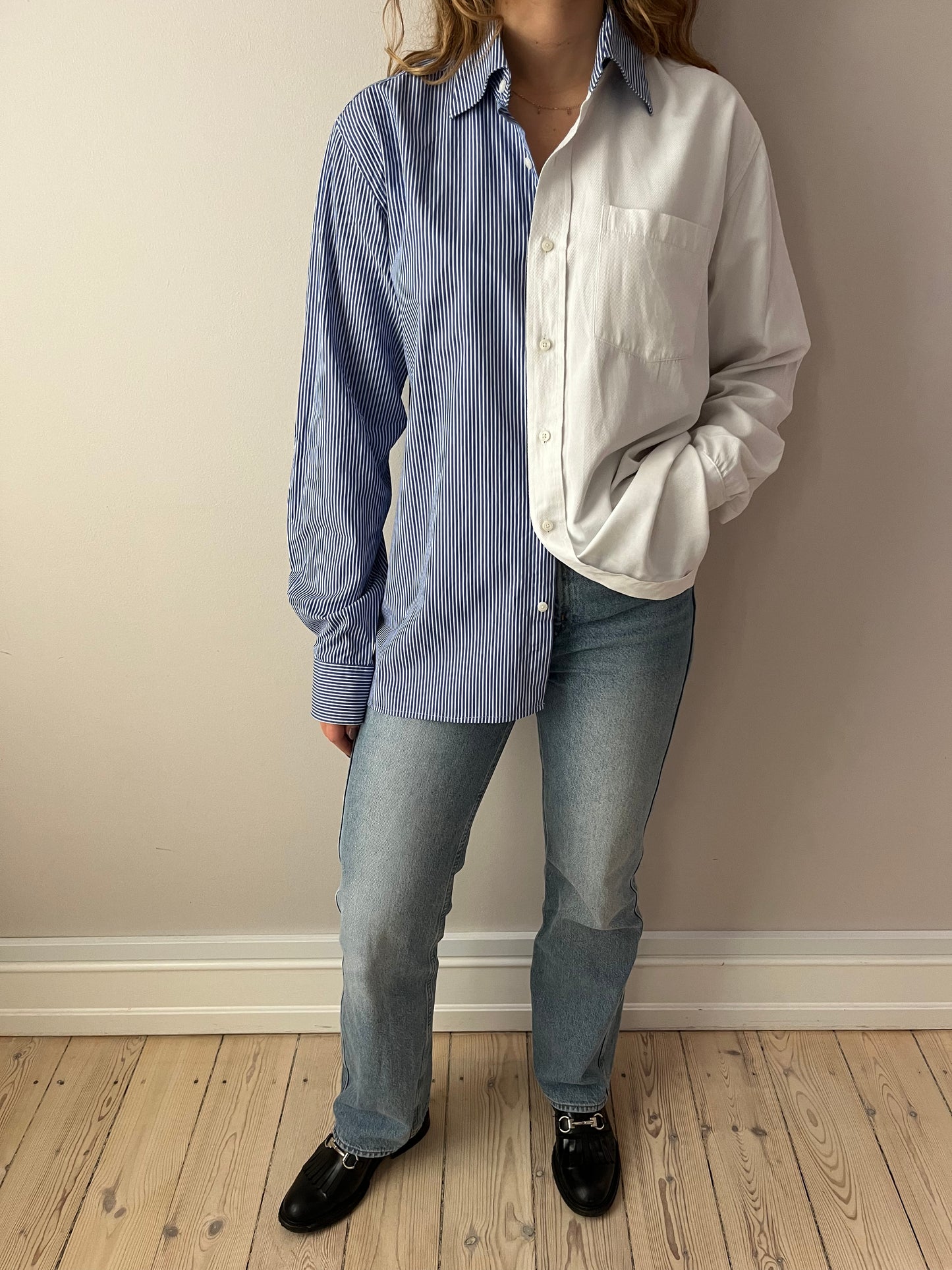 White & Blue Striped Shirt