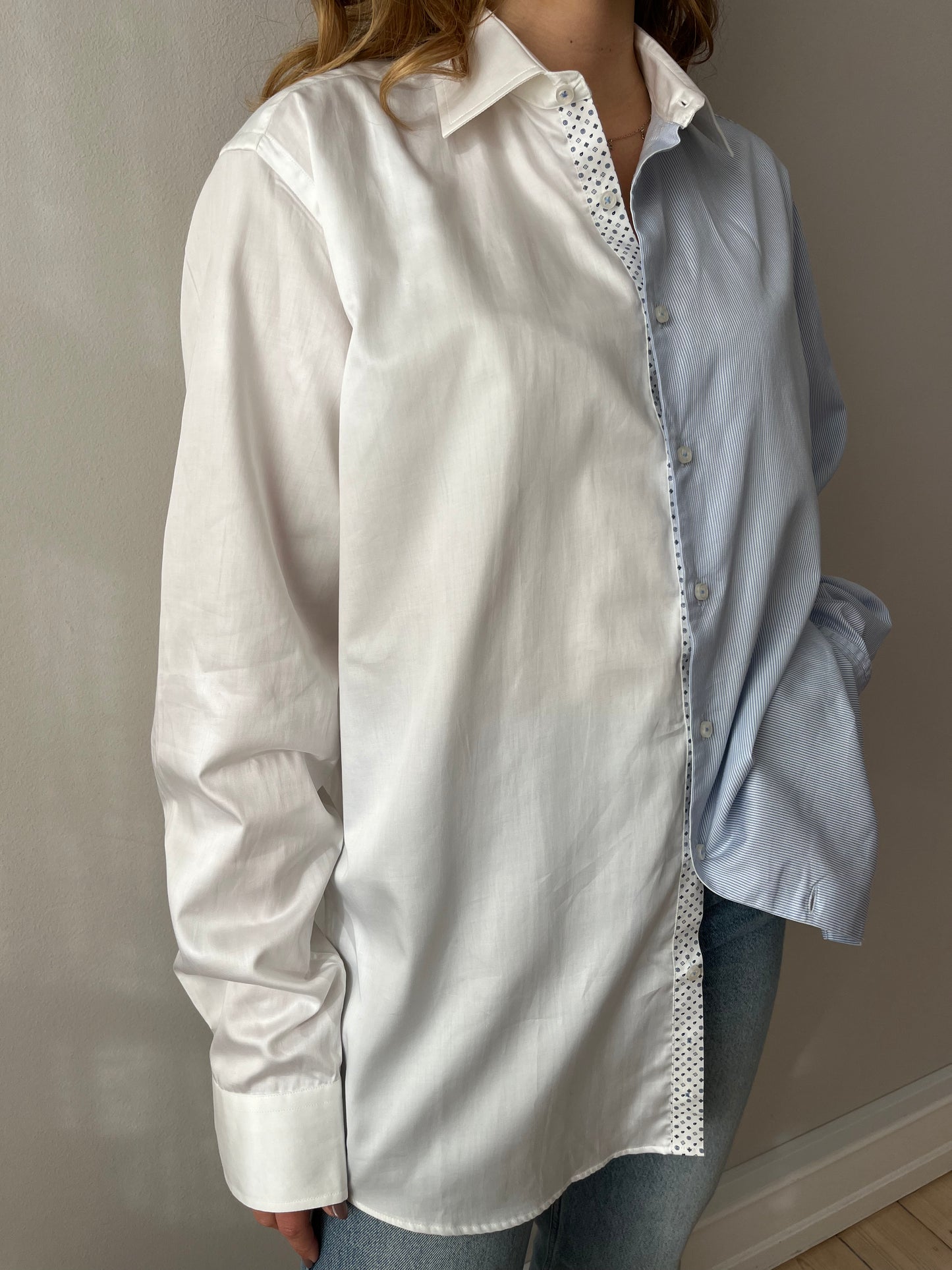 White & Blue Striped Shirt