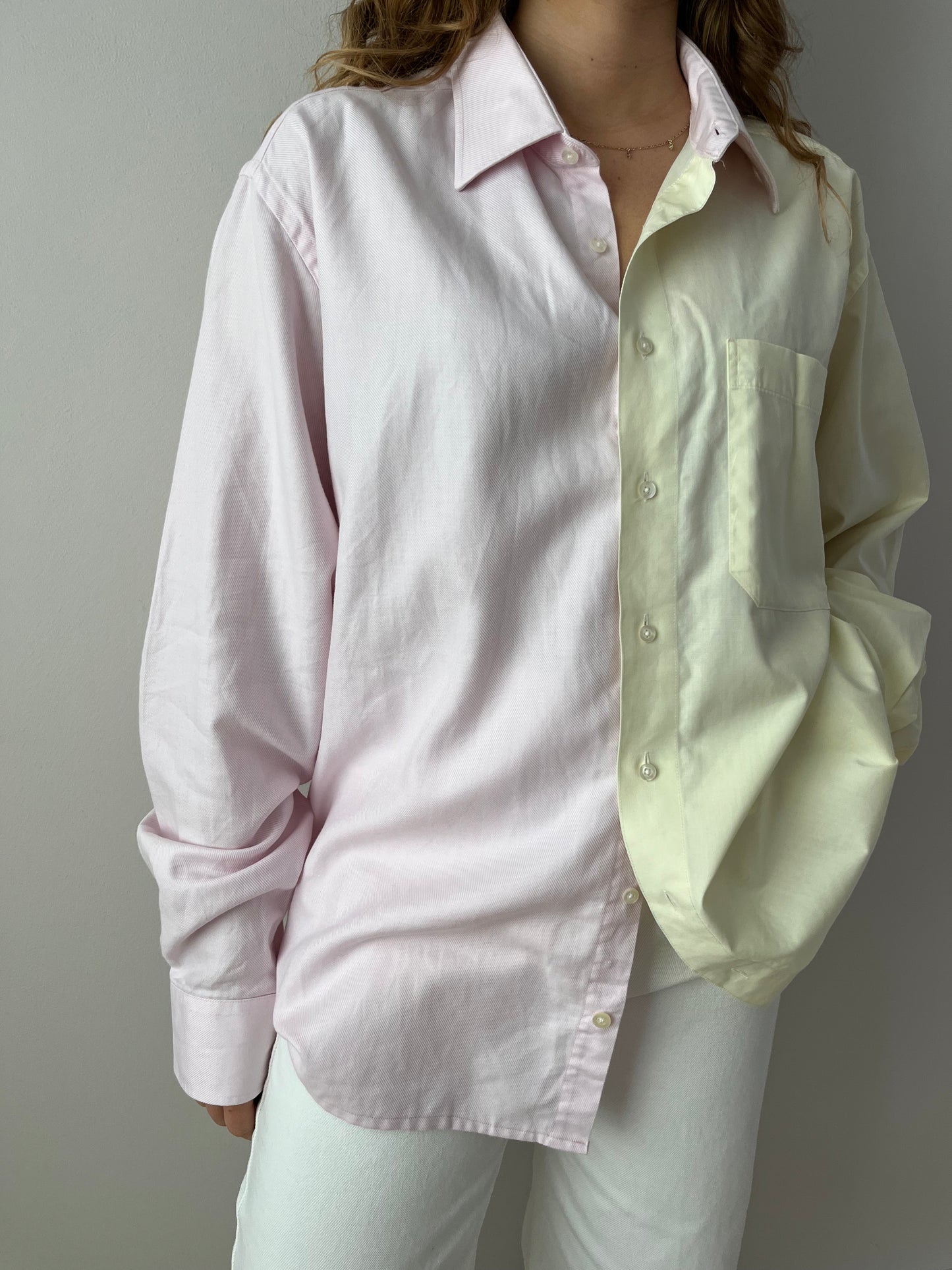 Pink & Yellow Contrasted Shirt