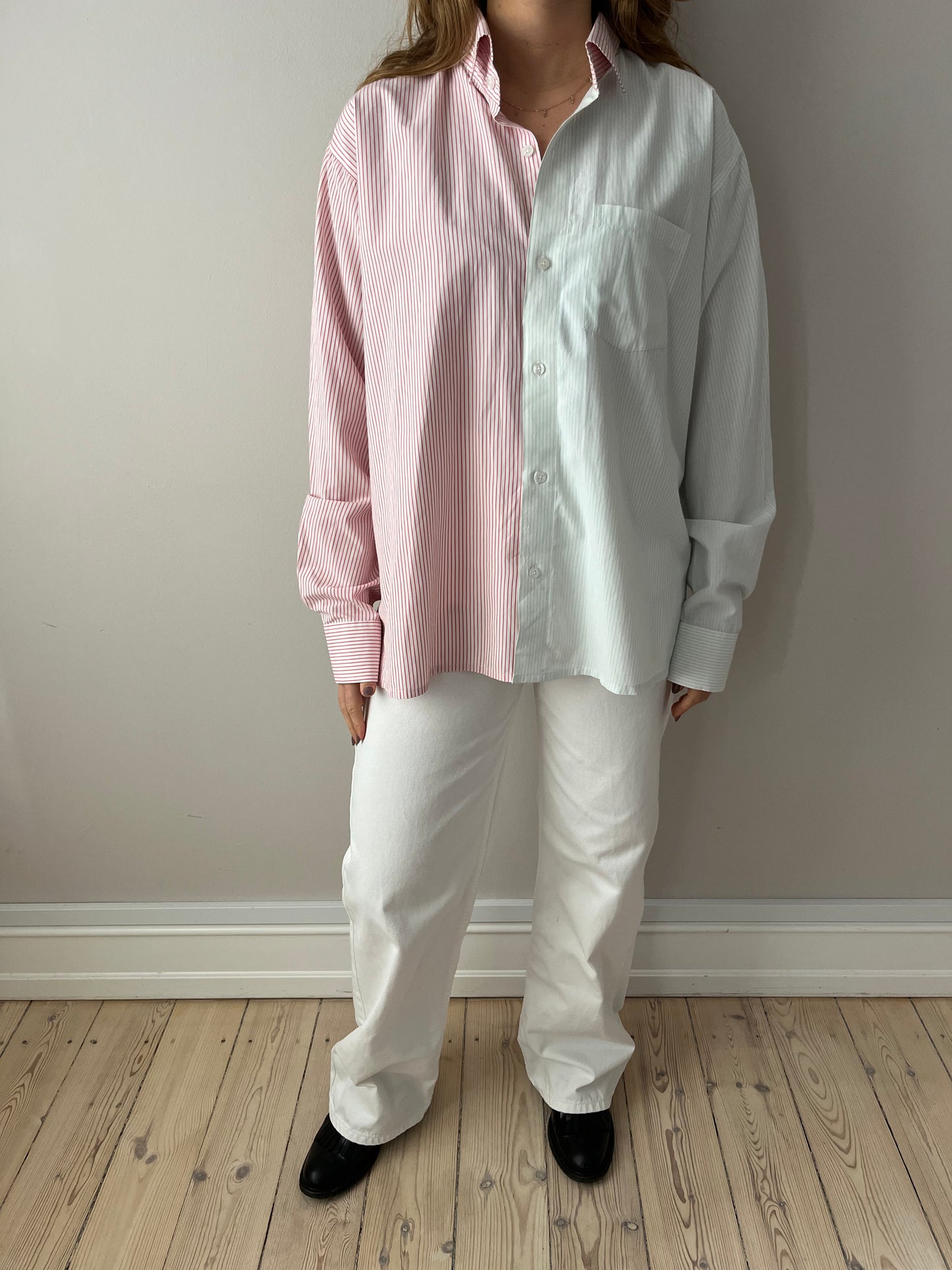 Green & Pink Striped Shirt