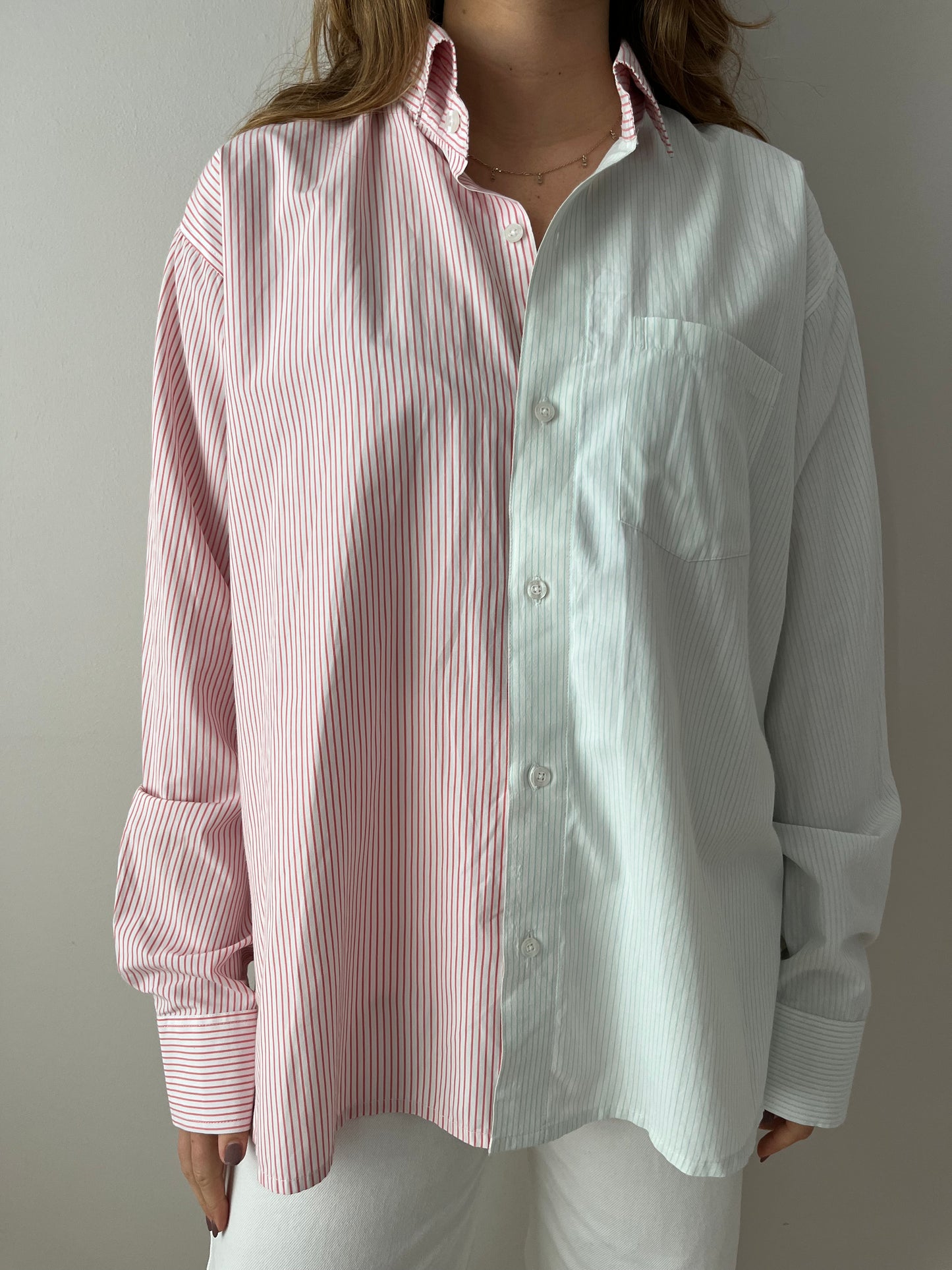 Green & Pink Striped Shirt