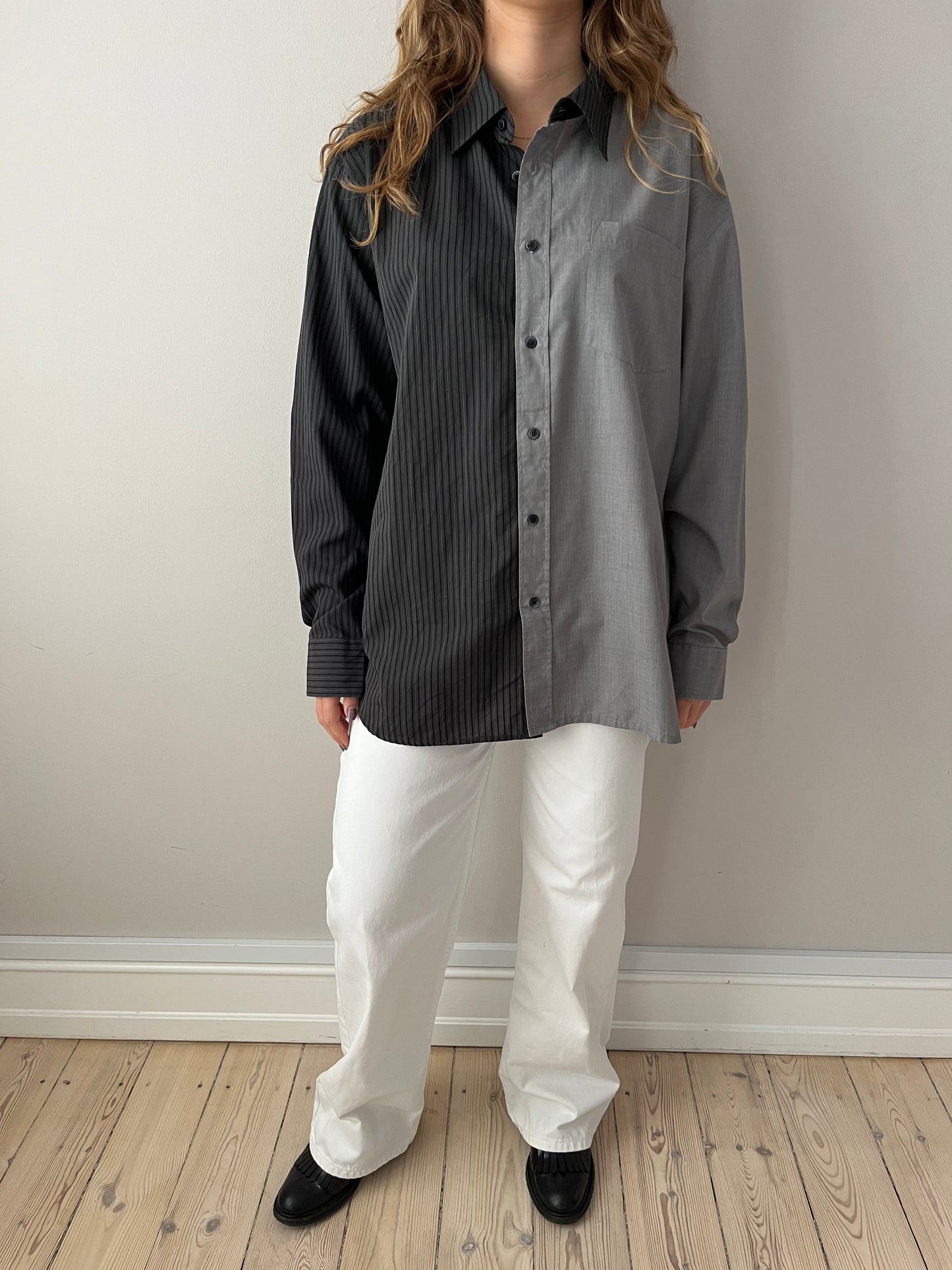Dark Grey Striped Shirt