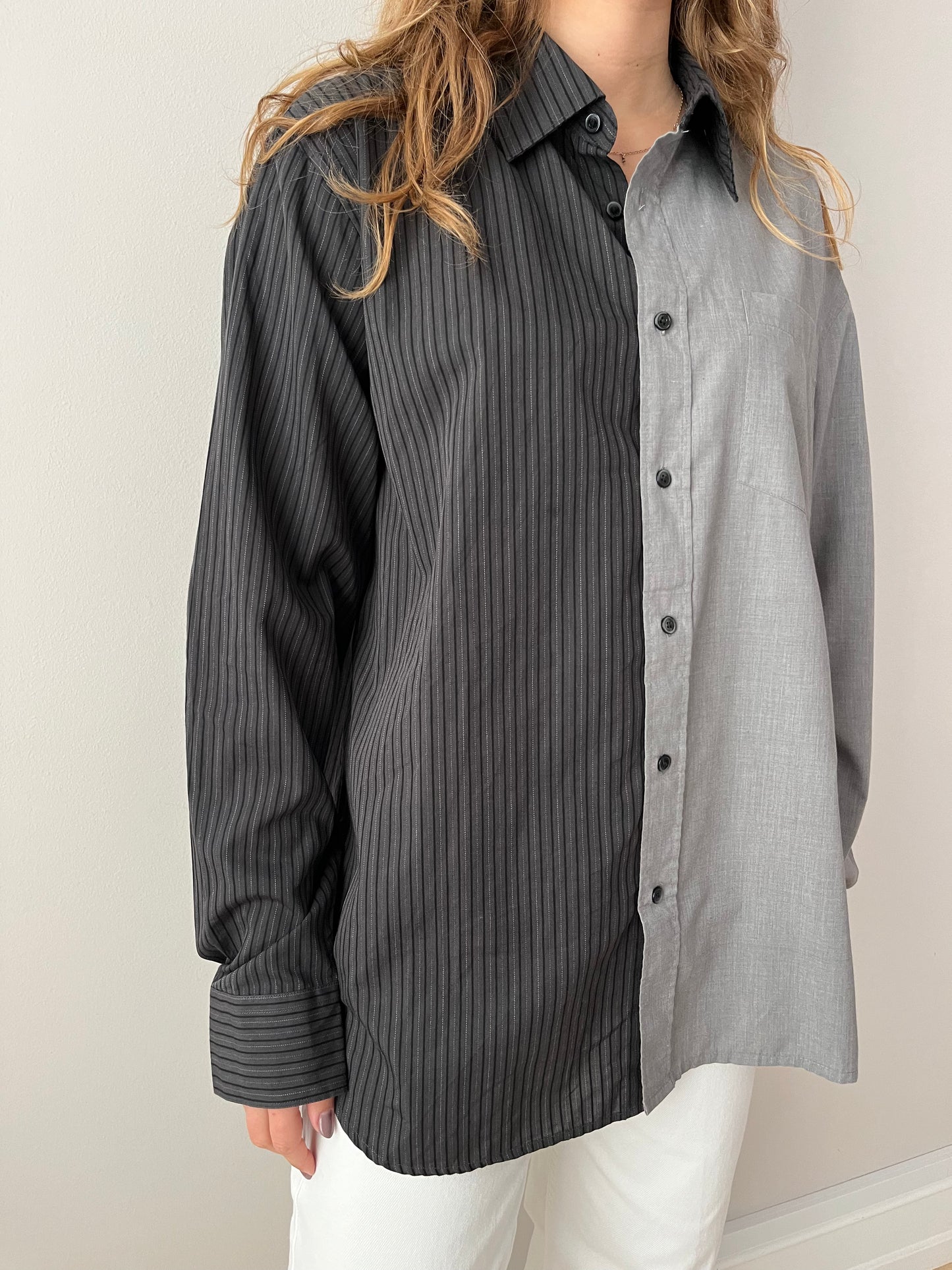 Dark Grey Striped Shirt