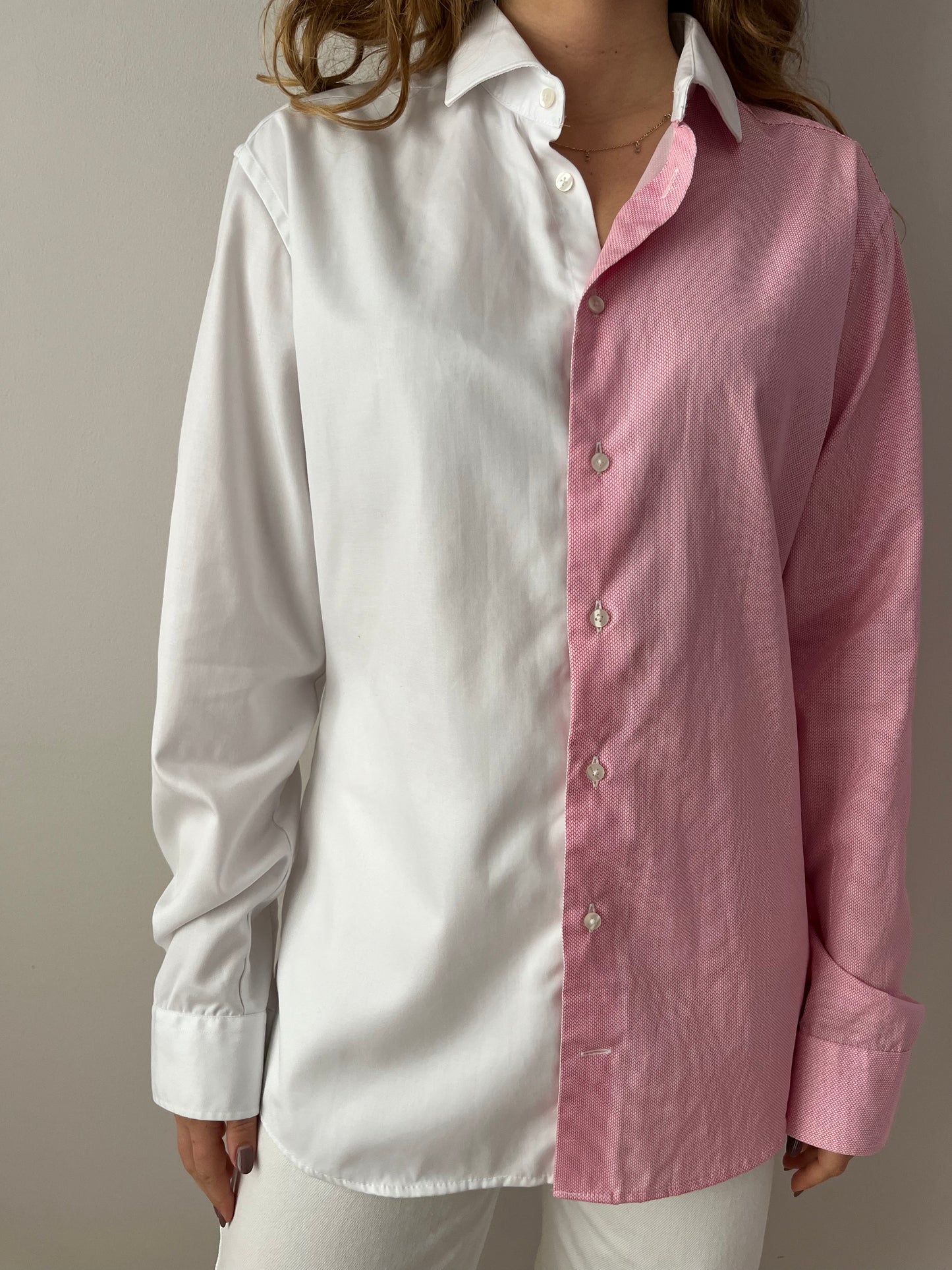 White & Pink Contrasted Shirt