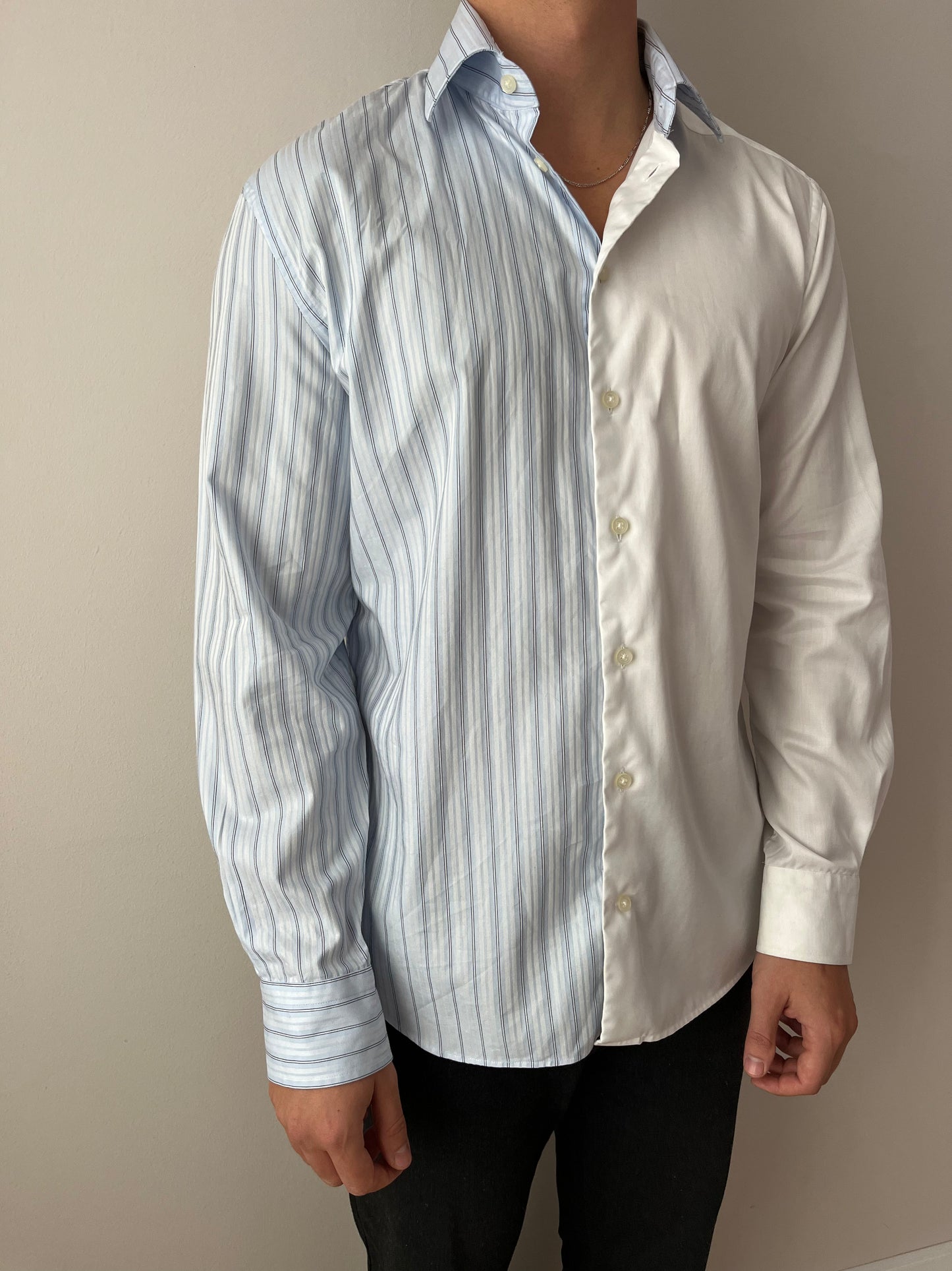 White & Blue Striped Shirt