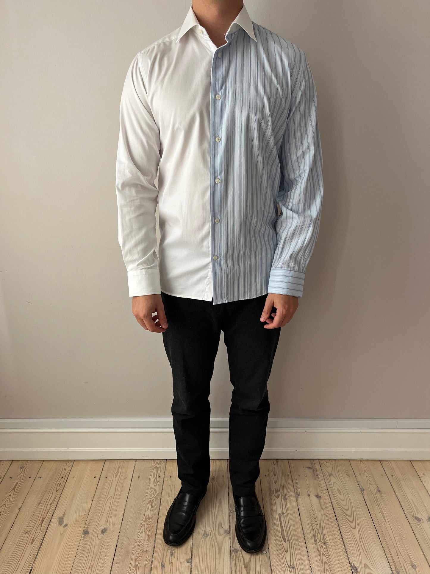 White & Blue Striped Shirt