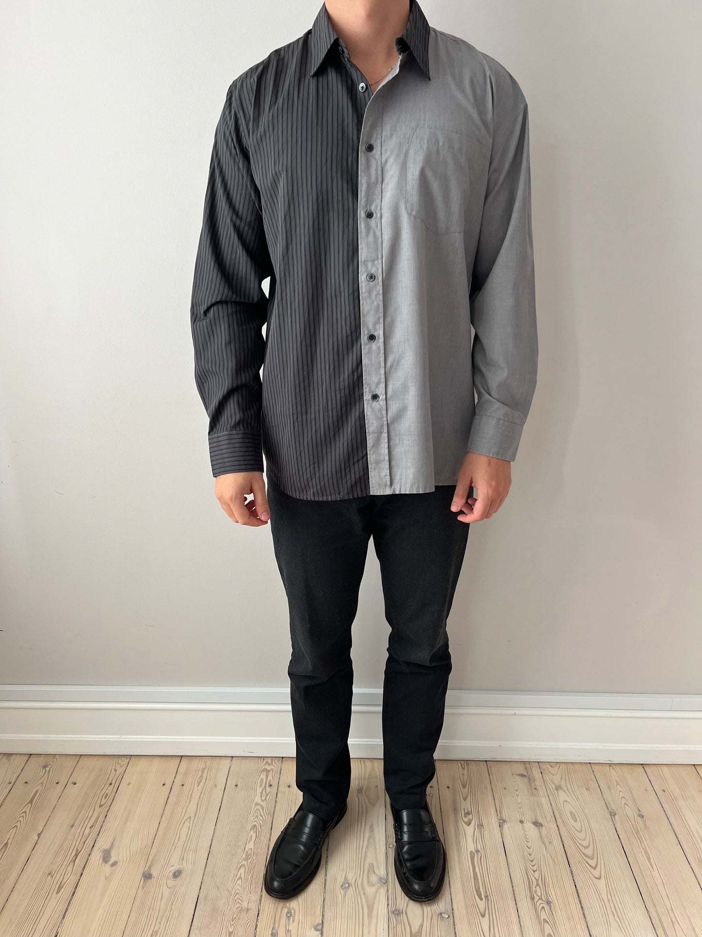 Dark Grey Striped Shirt