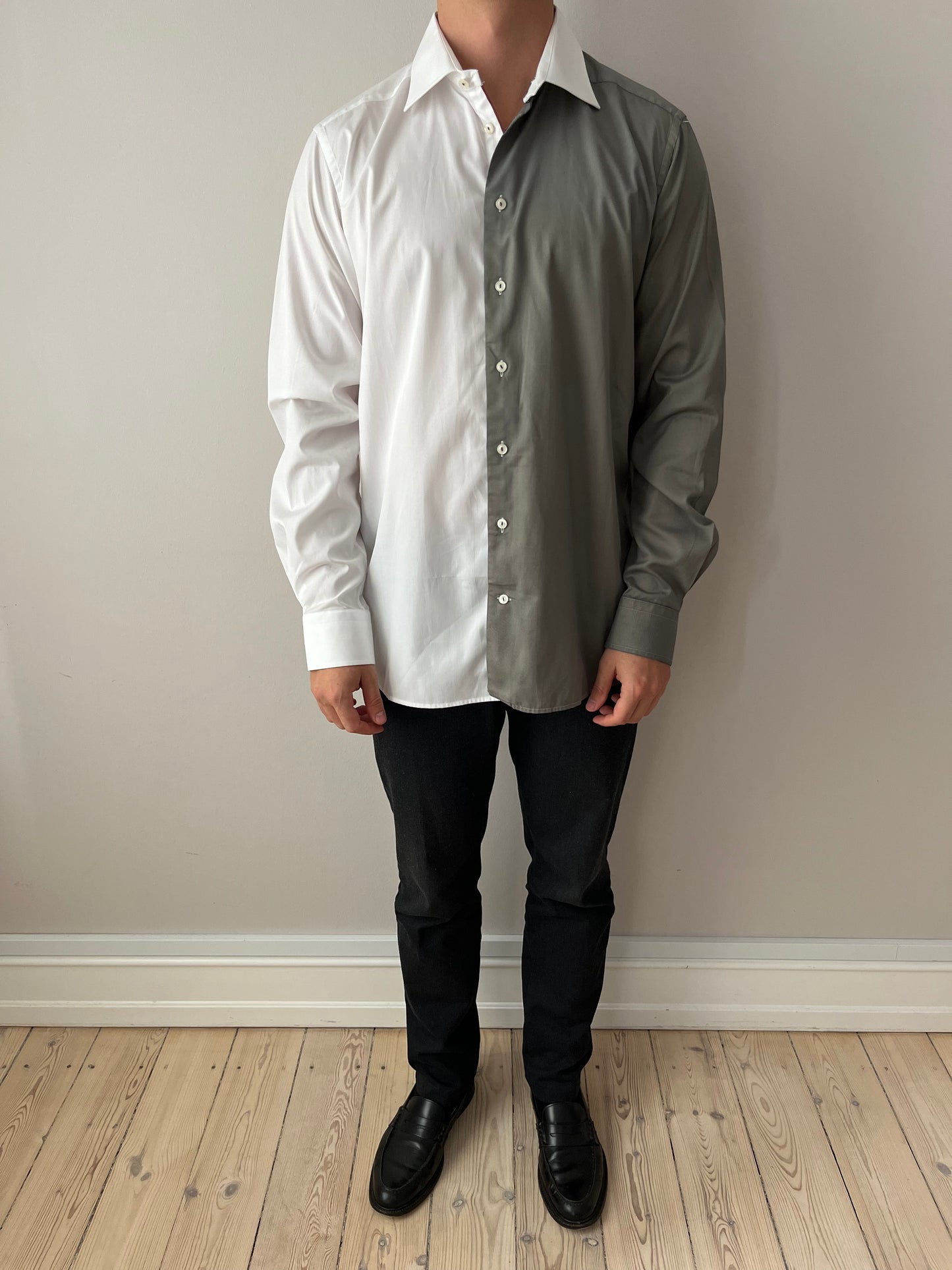Grey & White Contrasted Shirt