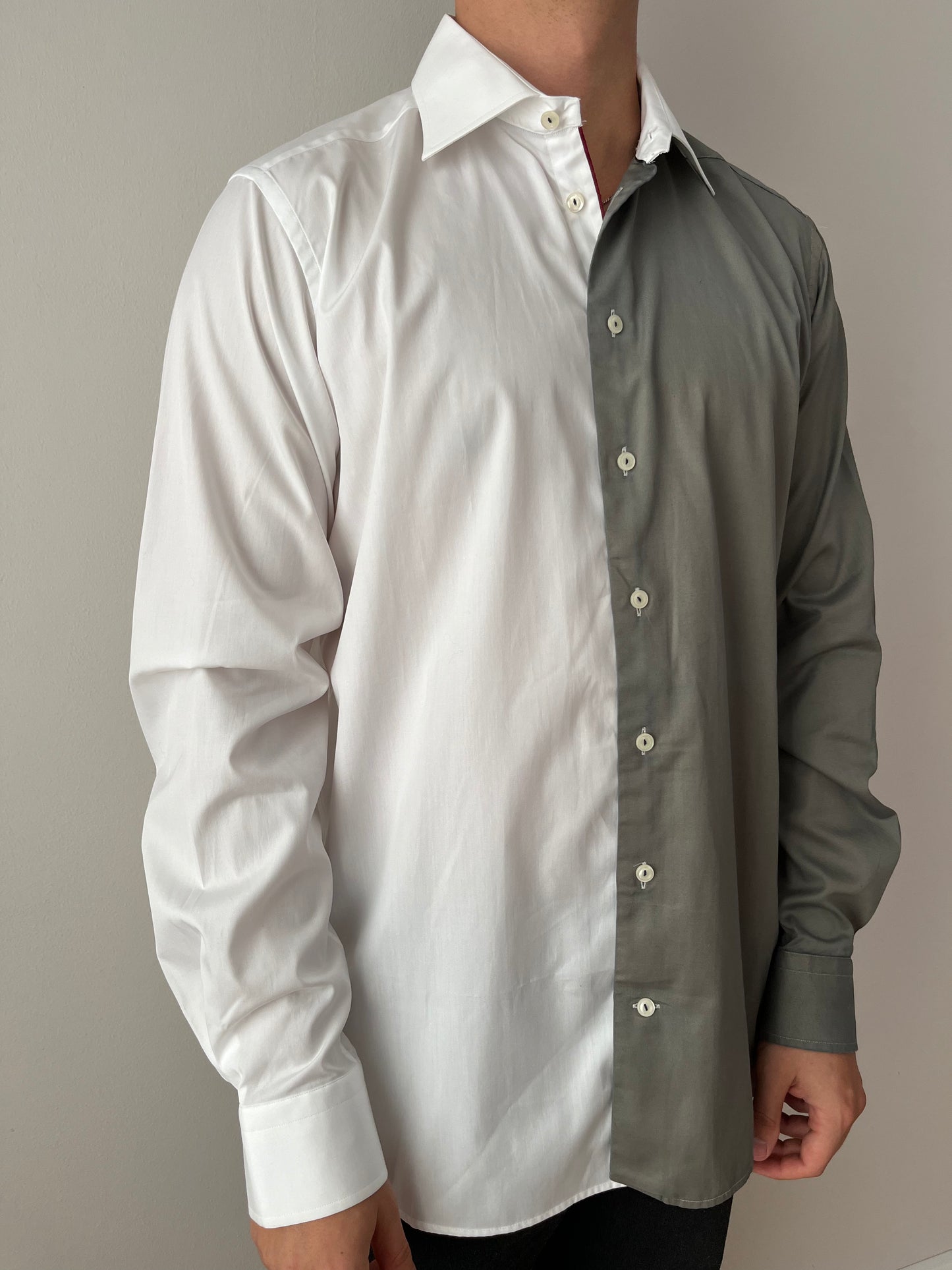 Grey & White Contrasted Shirt