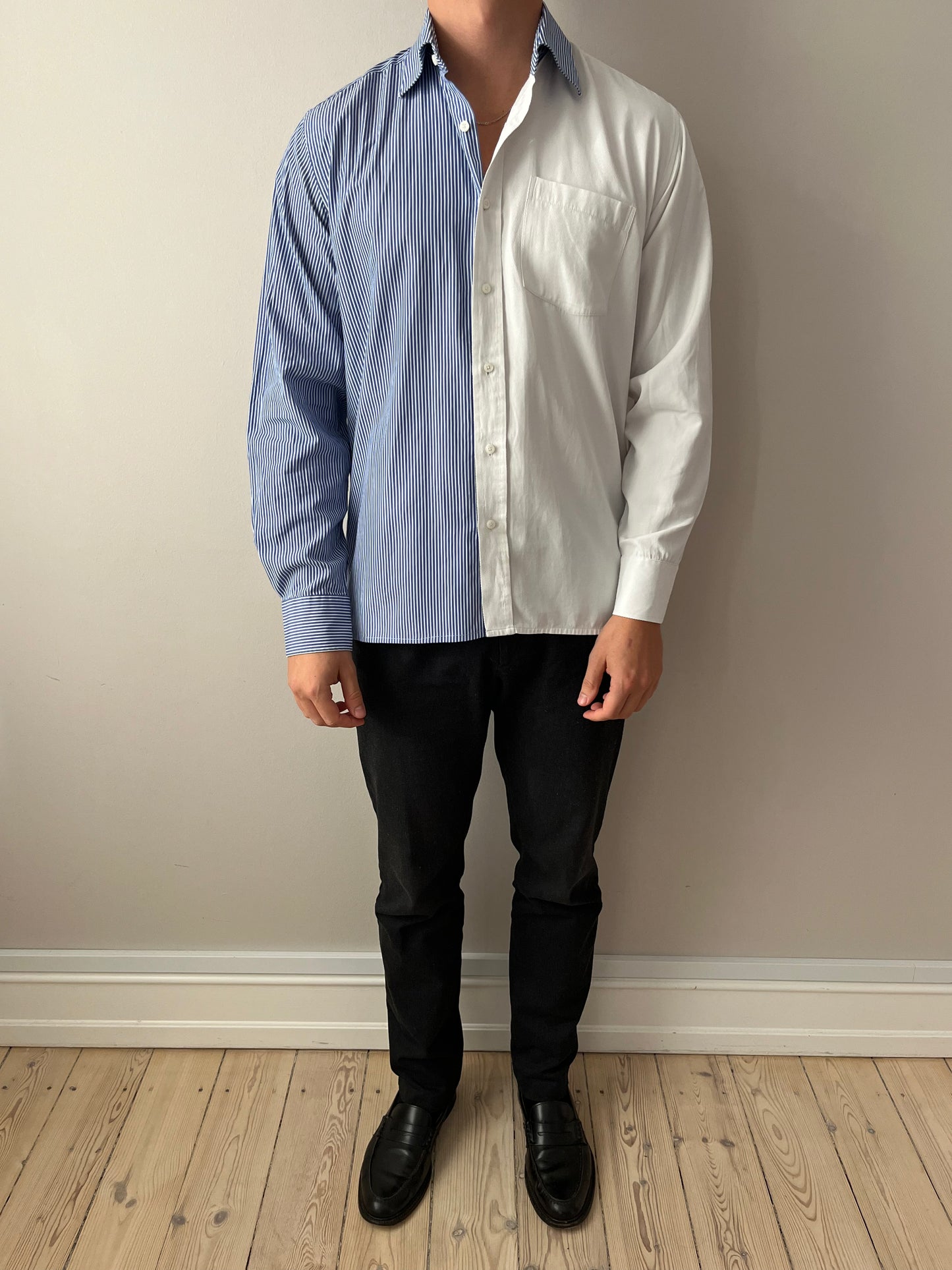 White & Blue Striped Shirt