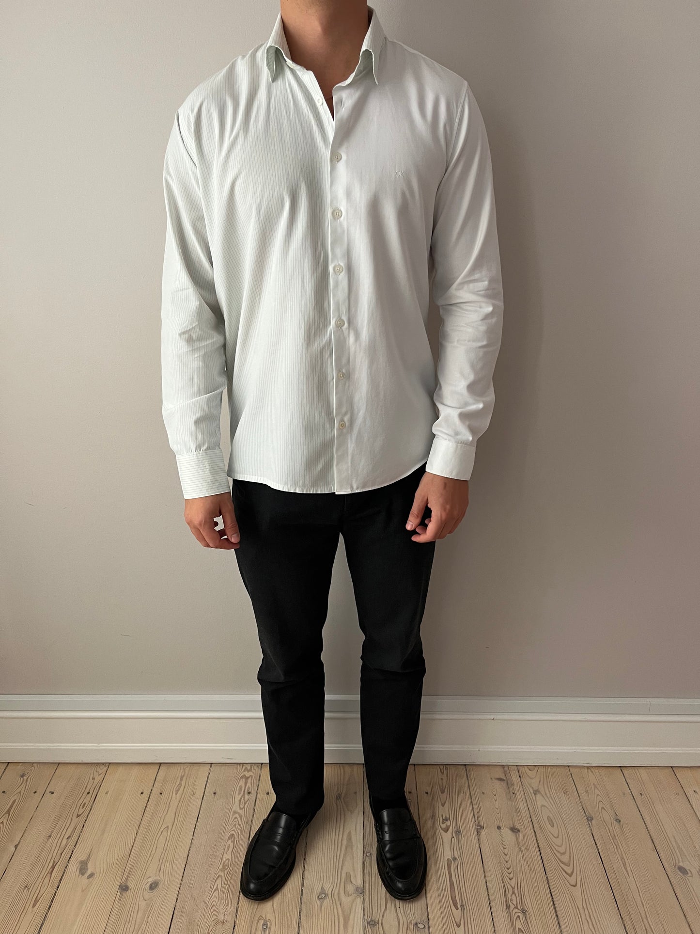 White & Green Striped Shirt