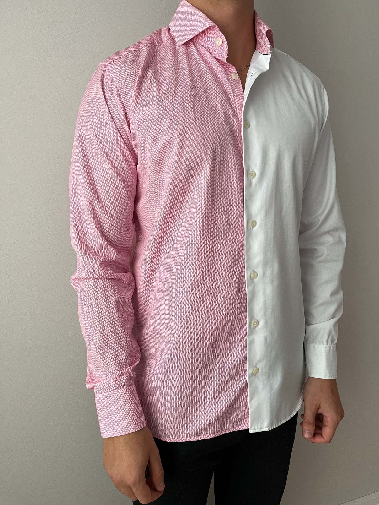 White & Pink Contrasted Shirt