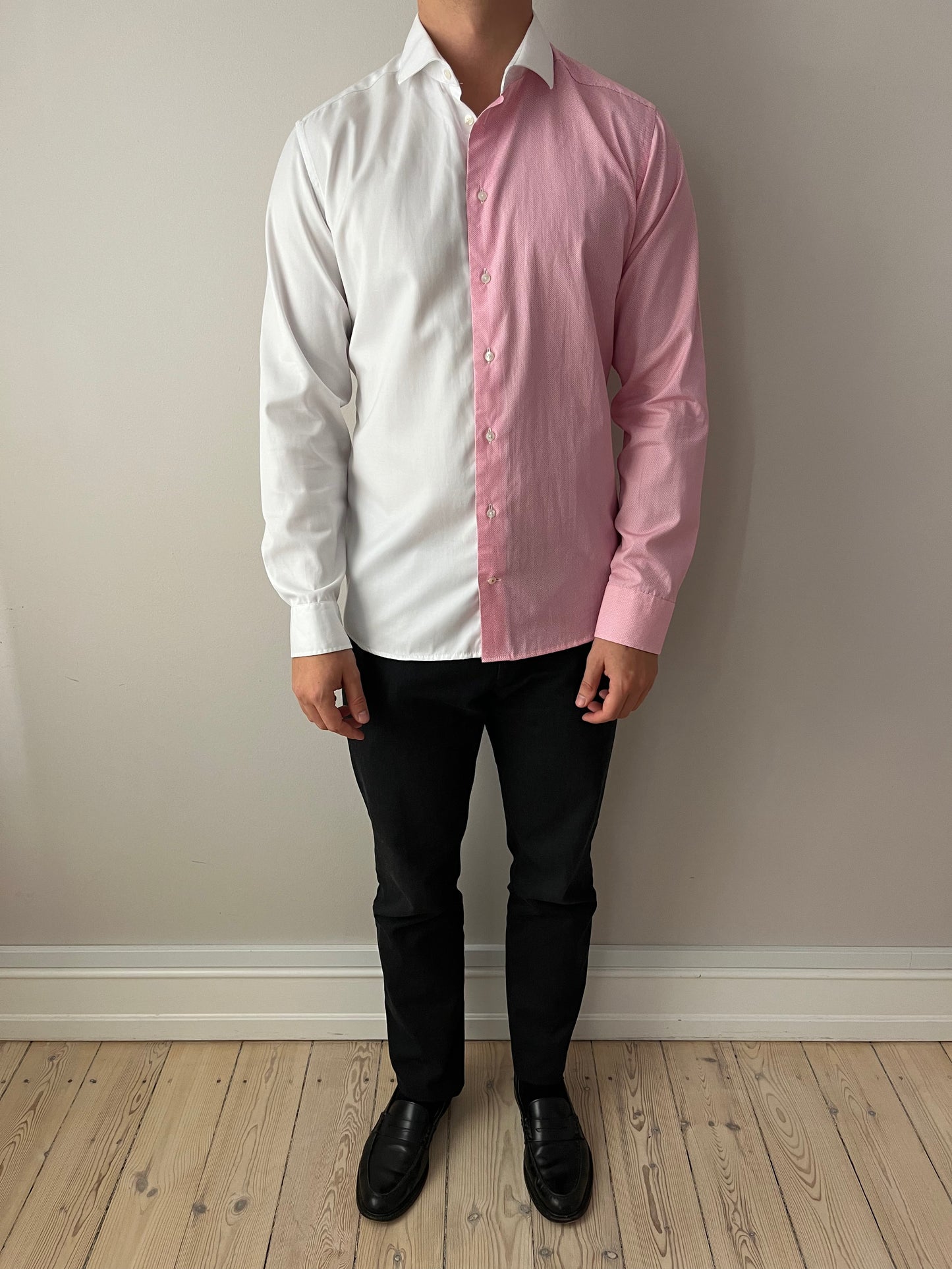White & Pink Contrasted Shirt