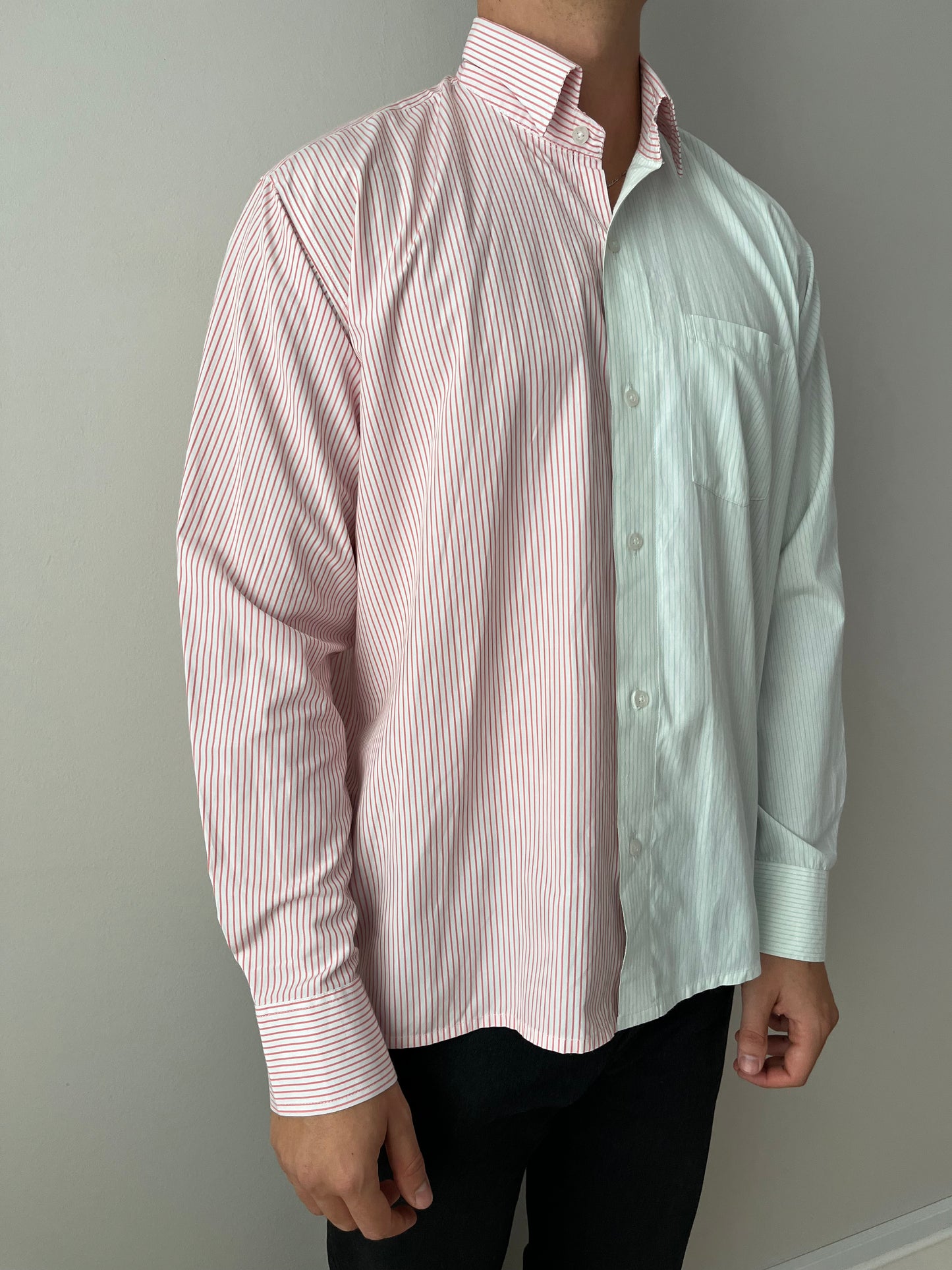 Green & Pink Striped Shirt